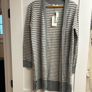 Skies Are Blue Georgia Textured Long Striped Cardigan